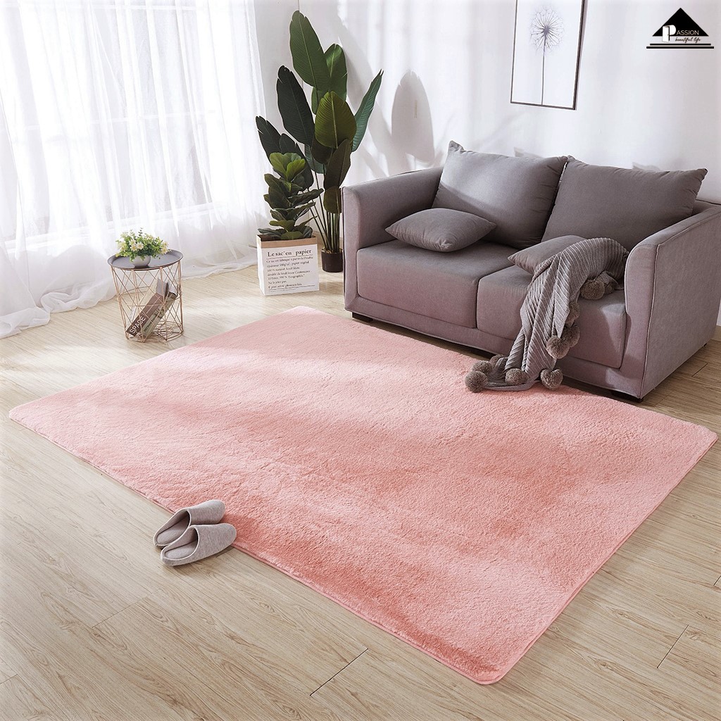 Thảm lông thỏ sợi lông sát mềm mại đế canvas thảm trang trí cao cấp