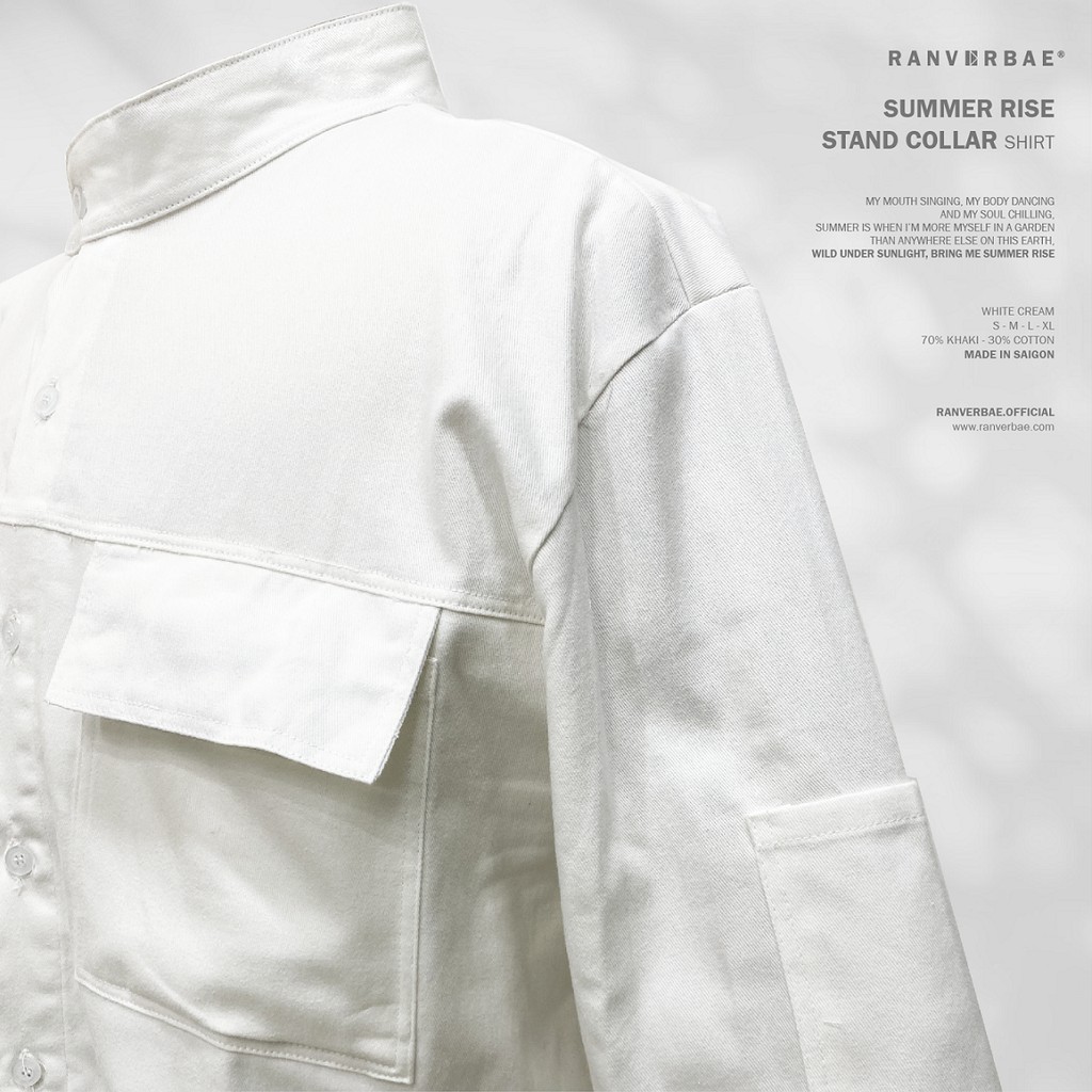 Áo Sơmi RANVERBAE STAND COLLAR Trắng