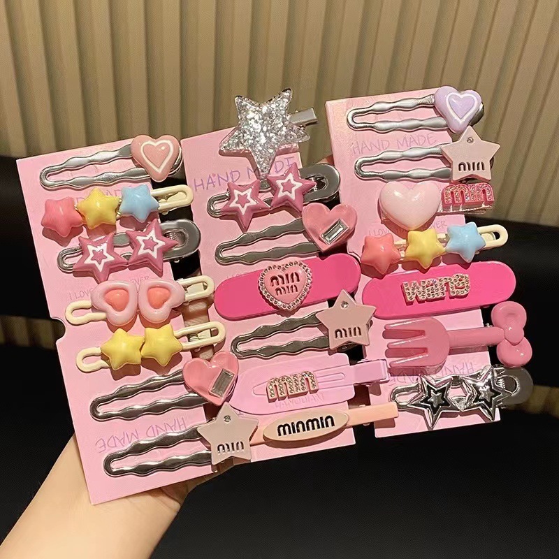 Set 7 kẹp tóc Miu hồng Trendy phong cách Hàn quốc