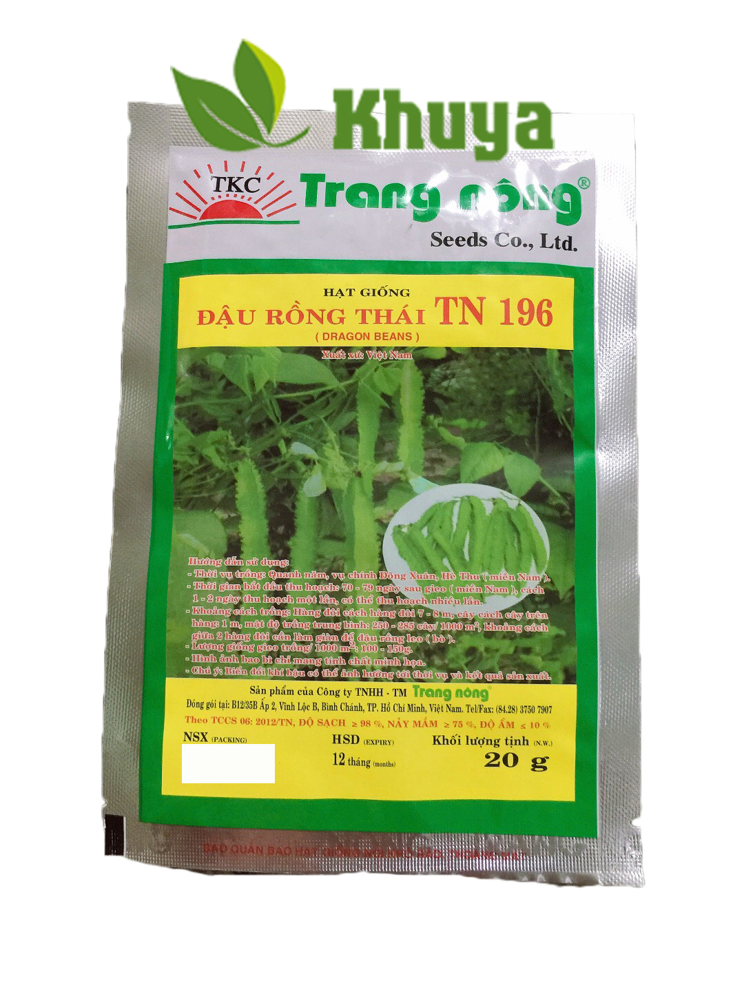Hạt giống đậu rồng Thái TN 196