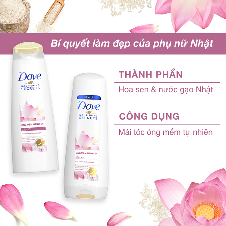 Dầu Gội Dove Óng Mềm Tự Nhiên (340g)