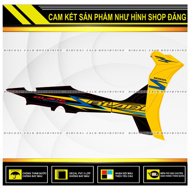 Tem rời wave blade 110 chế mẫu chữ z vàng đen