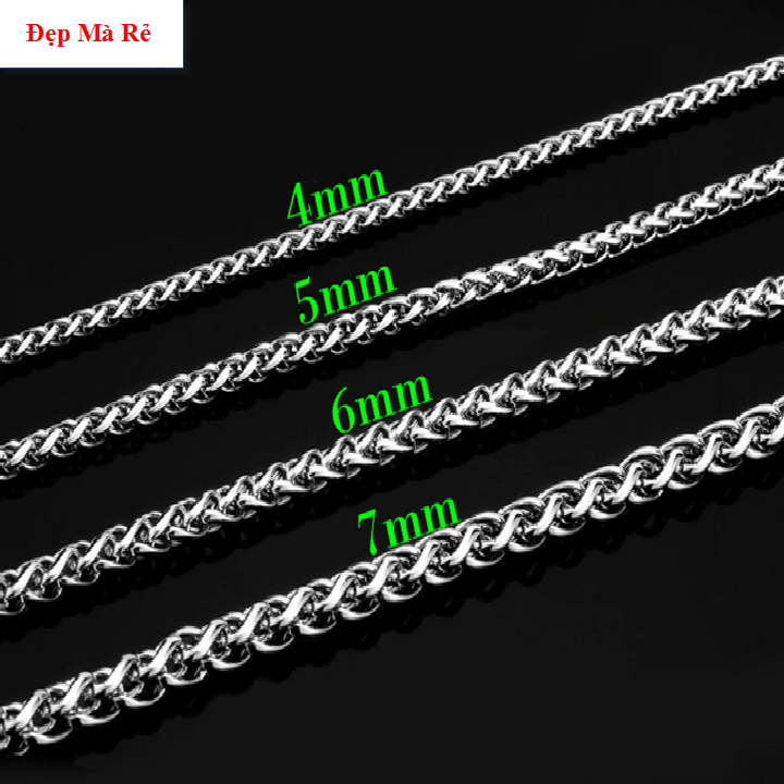 Dây chuyền Nam Titan kiểu khoen kiểu xoắn thắt cực ngầu nhiều size - Cam kết 1 đổi 1 nếu hoen gỉ sét