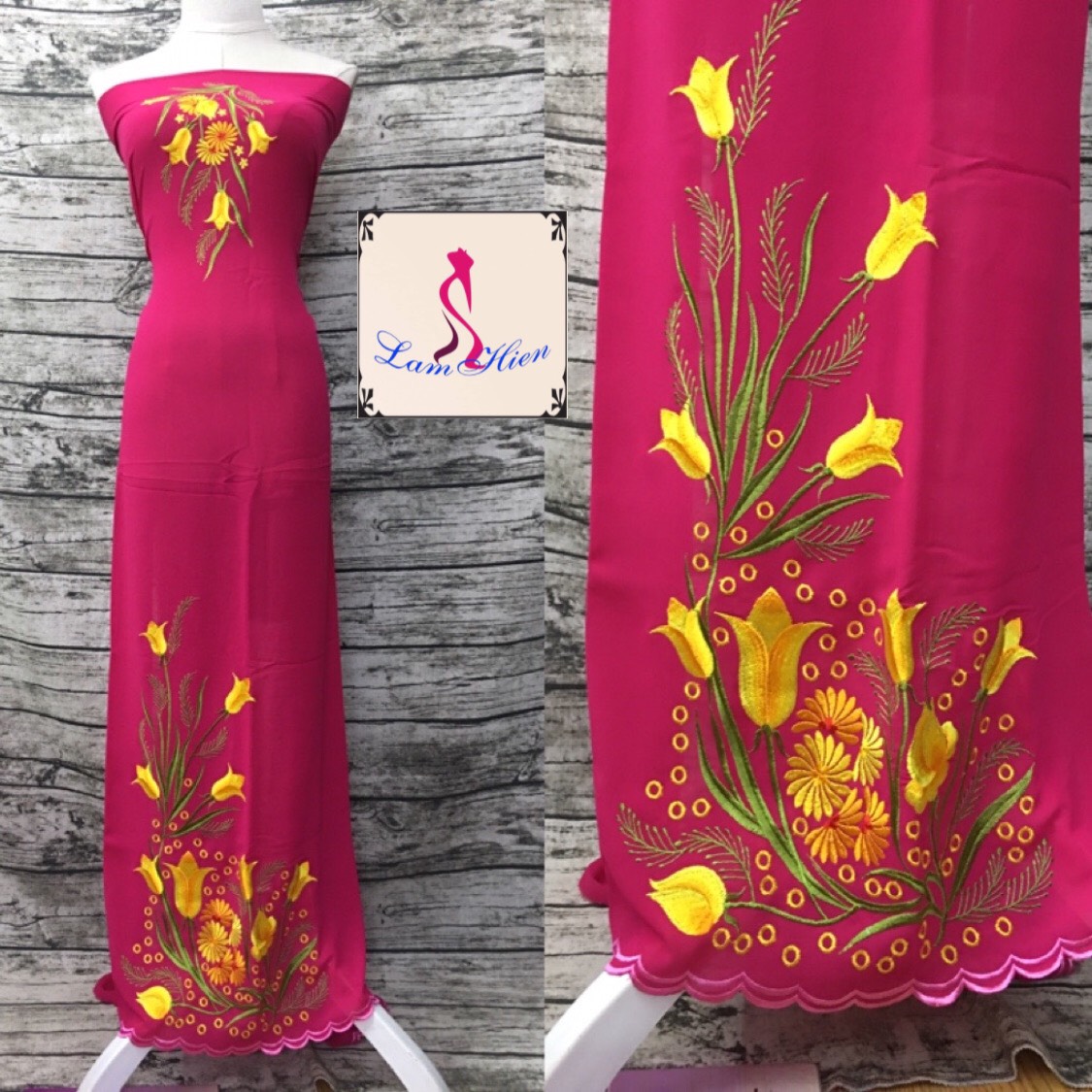 Vải áo dài thêu chân (230 sale còn 159k/áo, size to 169k/áo) LH145