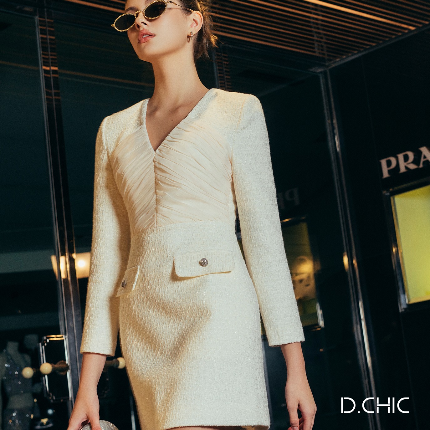 D.CHIC Váy cổ V phối ngực xếp ly MS: 2813368