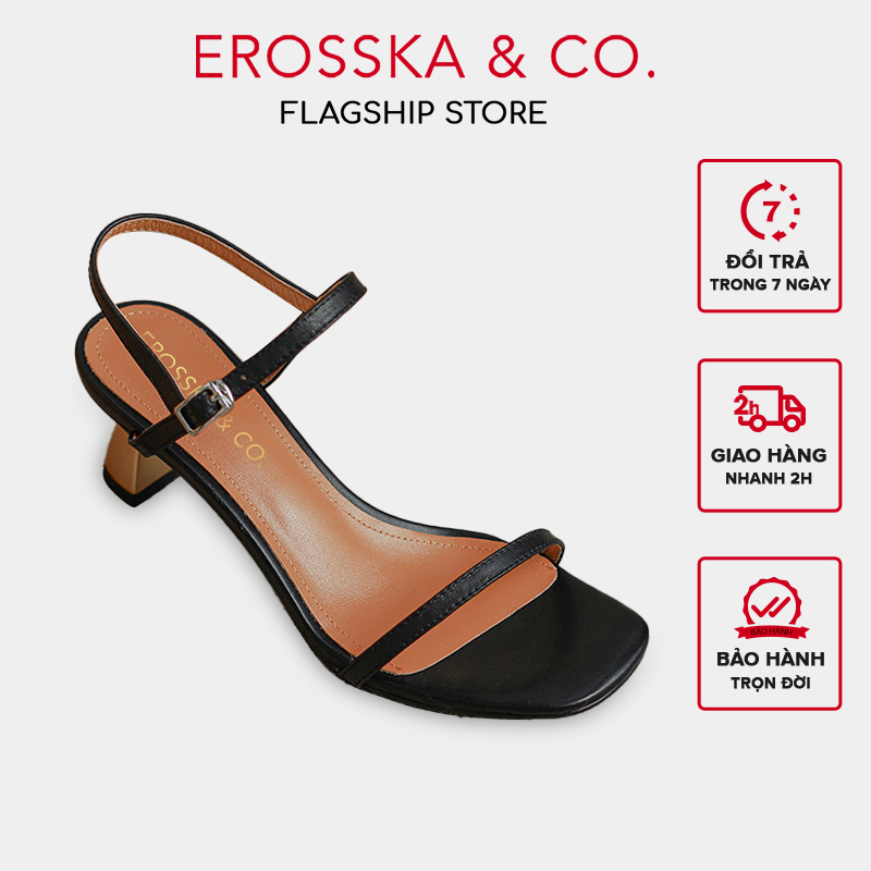 Erosska - Giày sandal cao gót nhọn kiểu dáng Hàn Quốc cao 5cm màu đen _ EB046