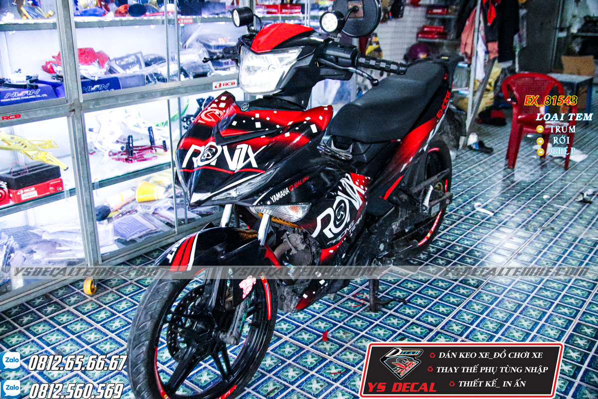 Tem trùm Ex 150 đỏ đen trắng