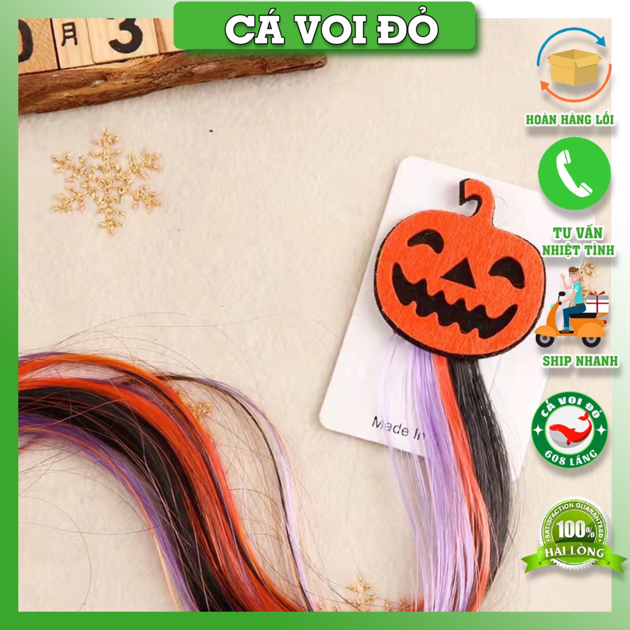 Kẹp tóc, cài tóc giả Halloween nhiều hình vui nhộn