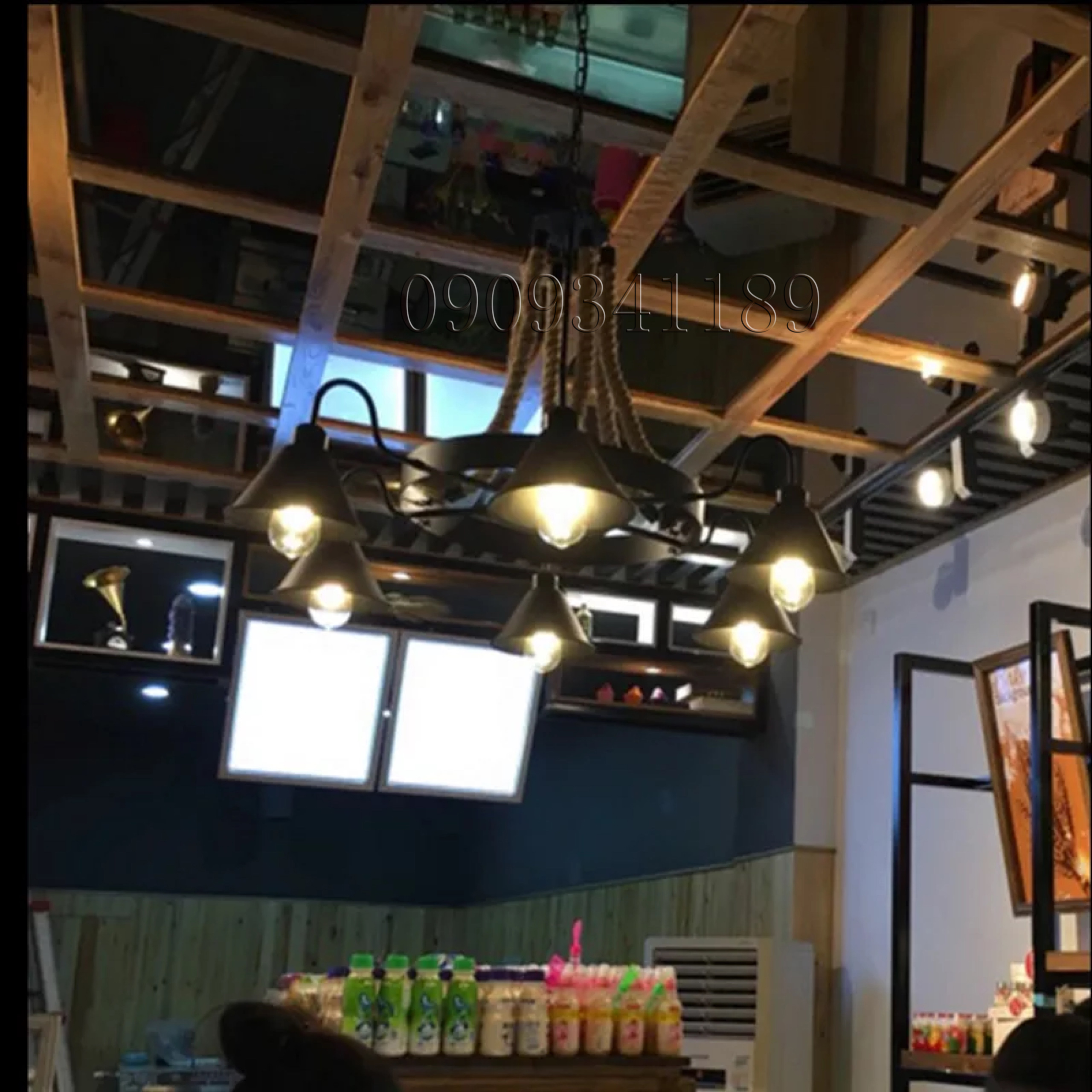 [HCM]Đèn thả dây thừngđèn trang trí quán cafesalon