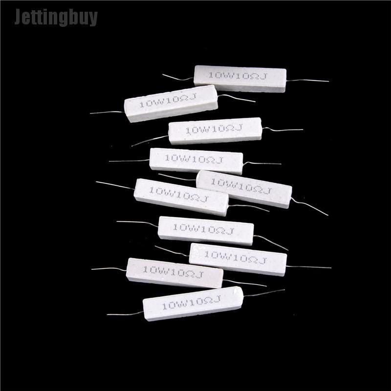 Jettingbuy 10pcs 10W 10 ohm 10R Resistance Ceramic Cement Resistor 5% DIY Kit