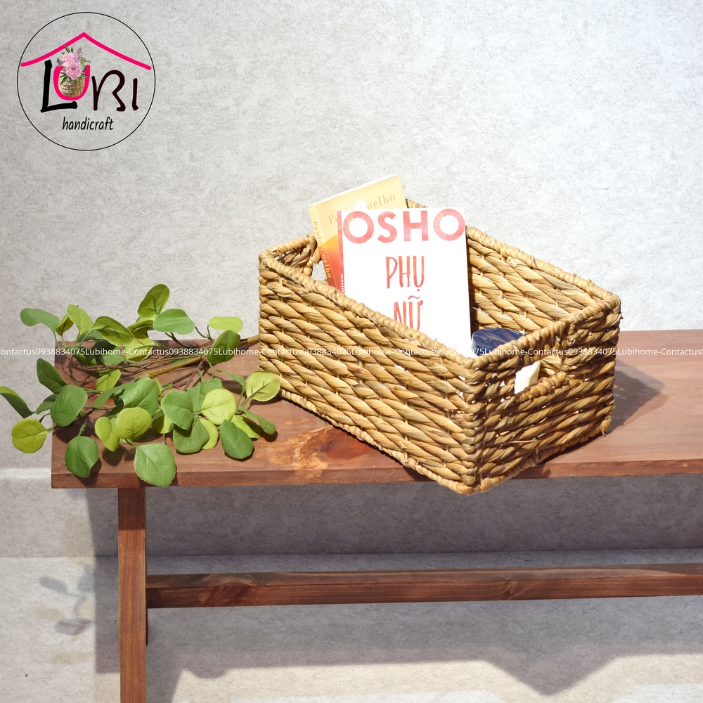 [Lubi Home] - Sọt đựng đồ đan lục bình hình chữ nhật đan vặn