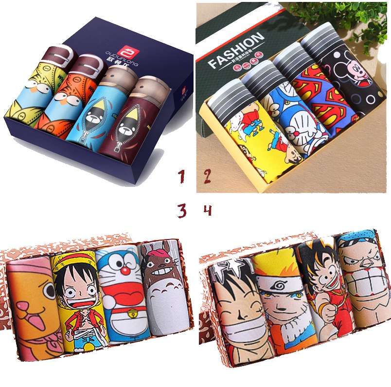 Set 4 Quần Lót Boxer Nam Hoạt Hình Độc
