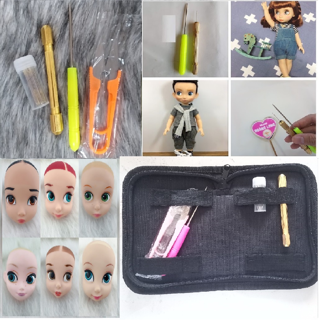 Bộ Dụng cụ cấy tóc, may tóc cho búp bê, BJD - phụ kiện may tóc búp bê