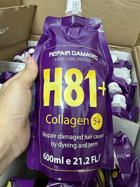 Kem Hấp dầu xả tóc hàng ngày phục hồi H81 plus colagen phục hồi hư tổn khô xơ bóng mượt chăm sóc tóc túi 600ML