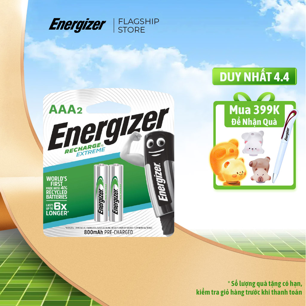 Pin Sạc AAA Energizer 800mAh - Vỉ 2 Viên