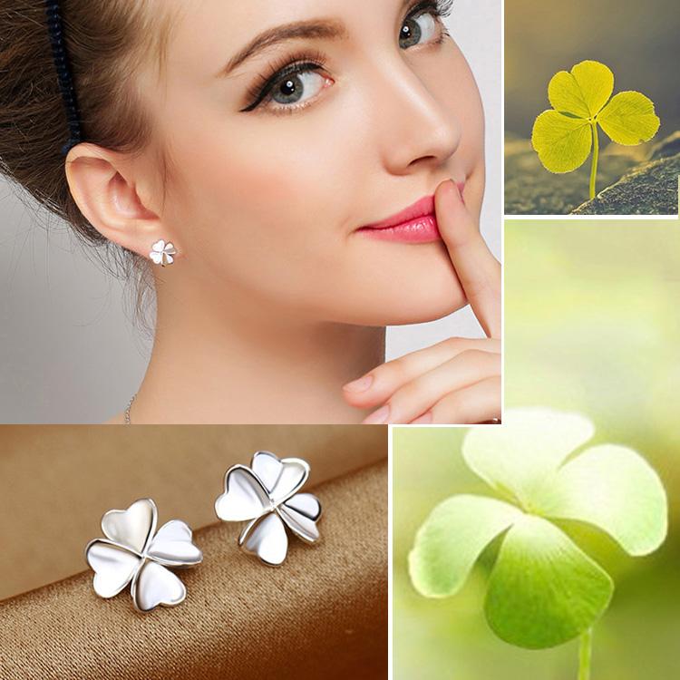 BÔNG TAI BẠC NỮ HOA CỎ 4 CÁNH - YES097