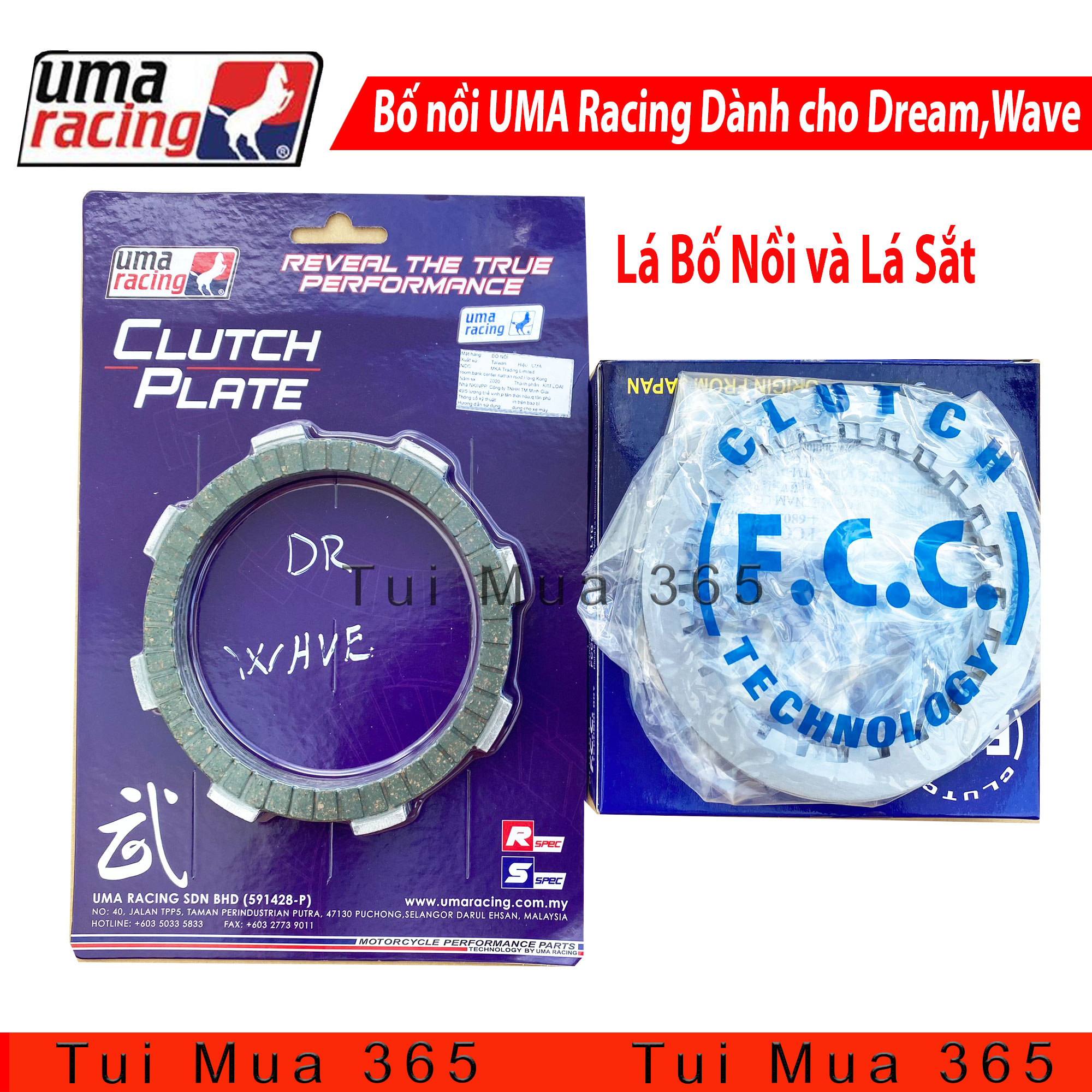 [HCM]Full bộ Lá bố nồi Uma Racing và Lá sắt zin FCC độ Honda Dream Wave