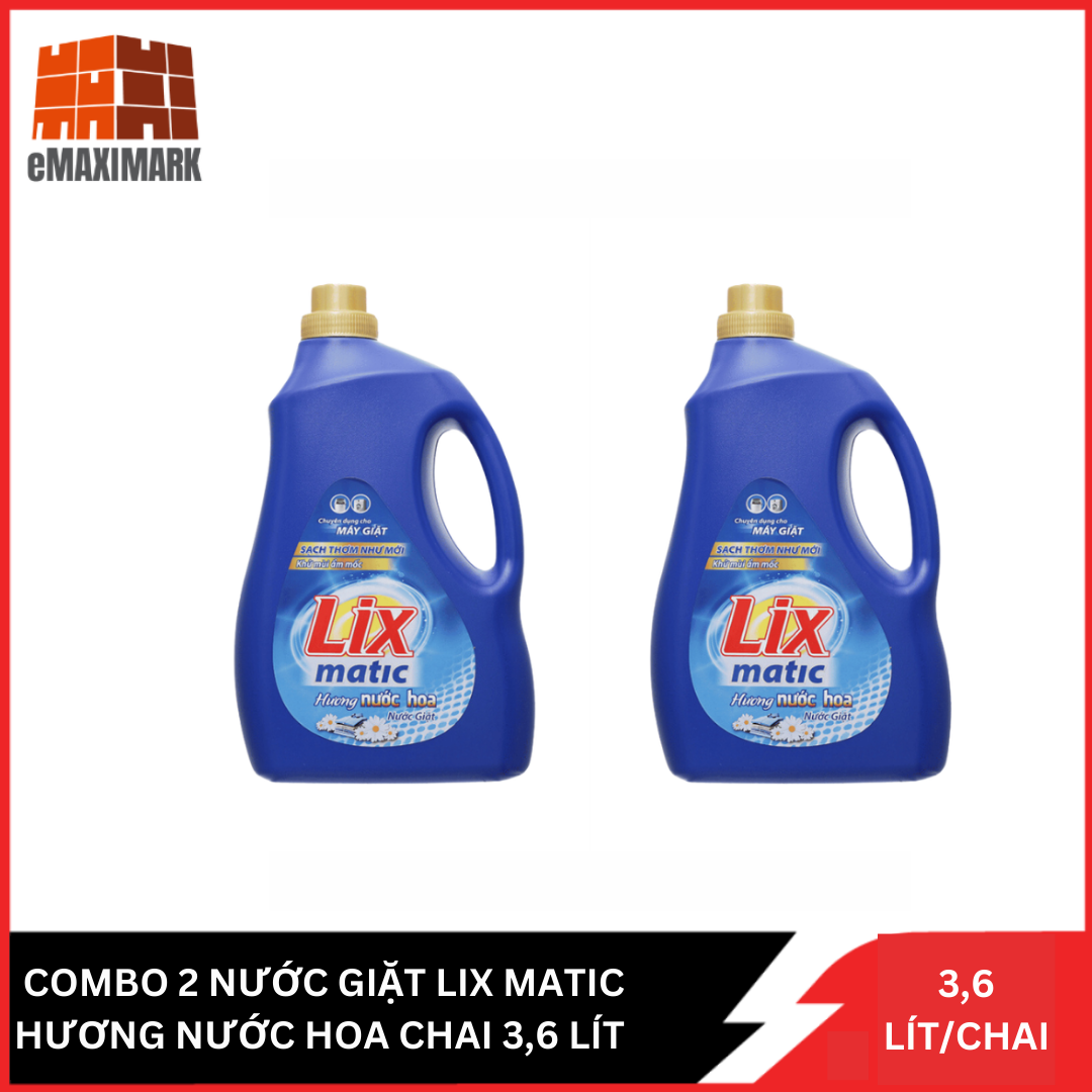 Combo 2 nước giặt lix matic hương nước hoa chai 3.6l