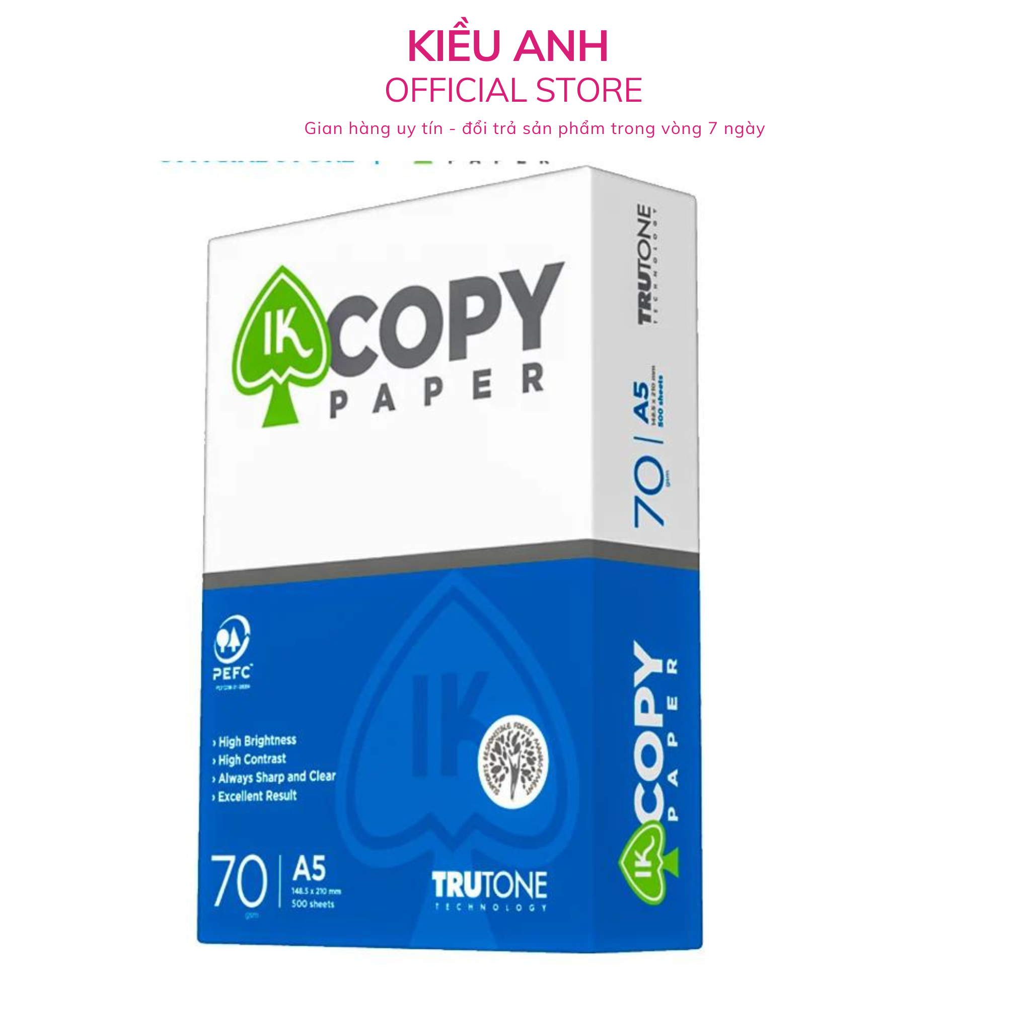 Giấy in/giấy photo Ik Copy khổ A5 , 500 tờ /1 tập định lượng 70gms nhập khẩu Indonesia