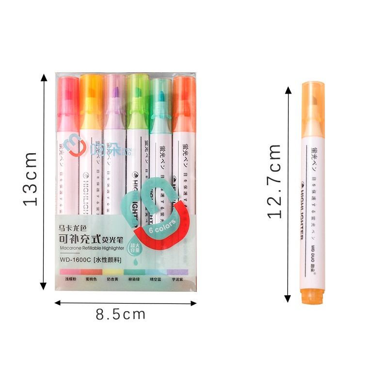 Bút dạ quang 6 màu highlight pastel