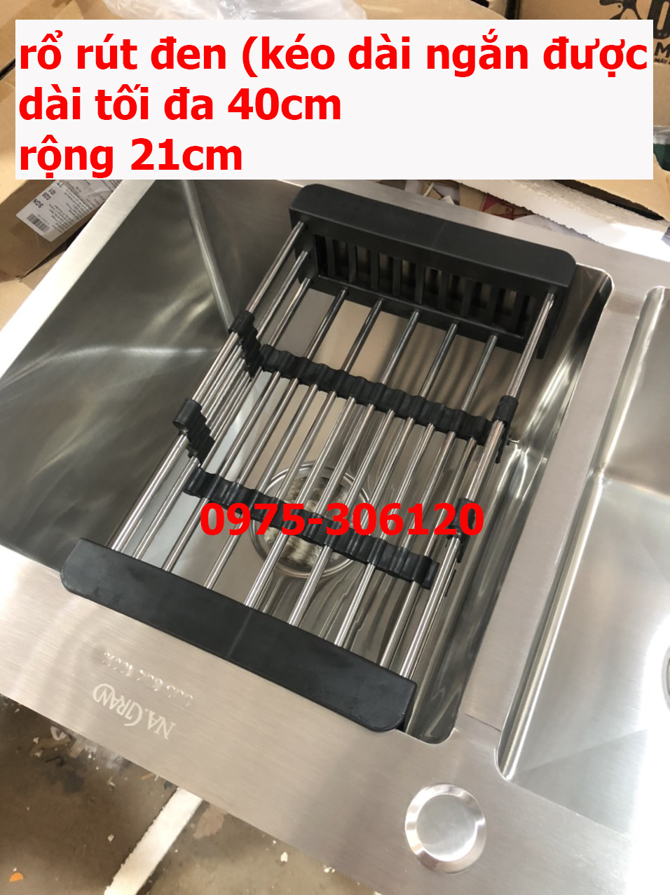 Rổ Rút Đa Năng đựng bát đĩa hoa quả thực phẩm, rổ rộng to chắc chắn gác lên bồn rửa chén, rổ rút đen