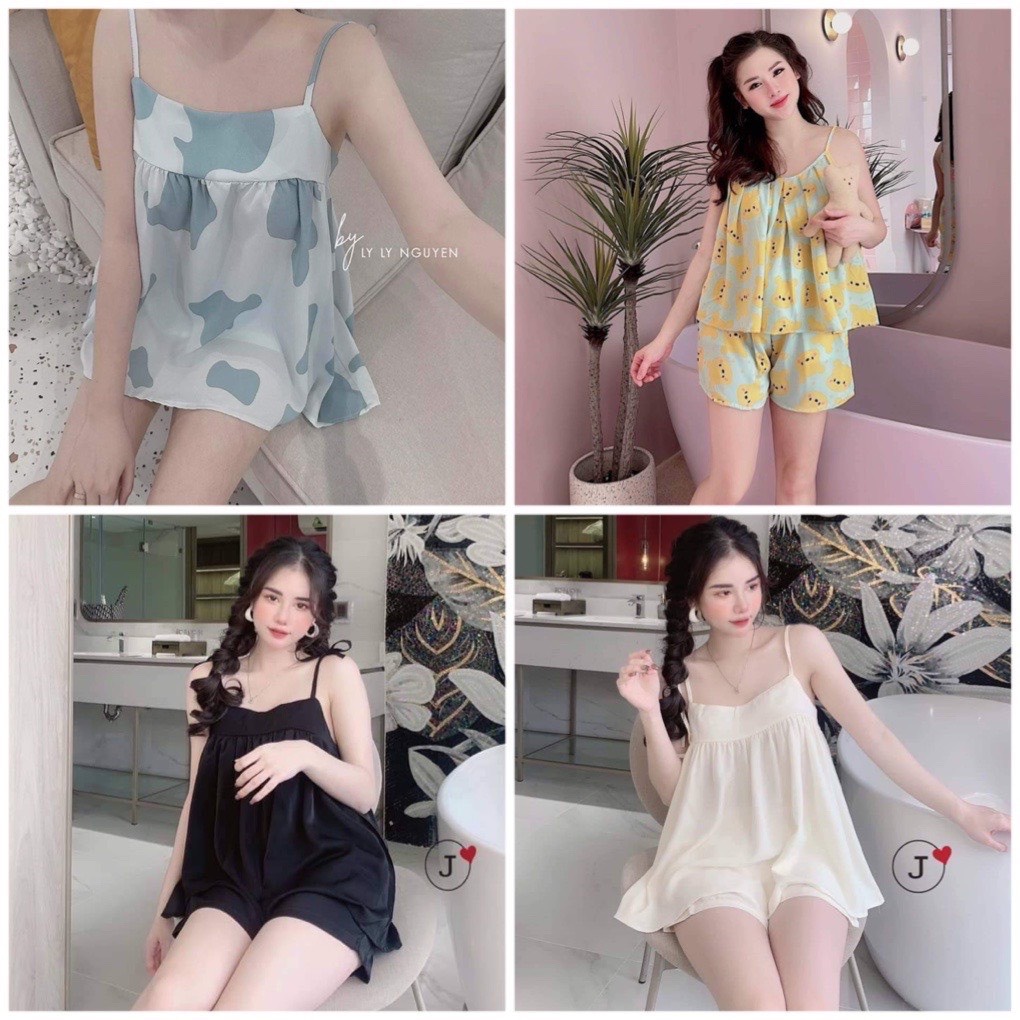 Women's Cute 2-Piece Pajamas for Home Wear, High-Quality Pajamas Made of Soft and Cool Silk