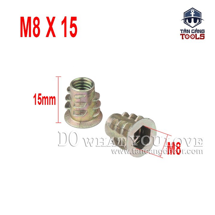 100 cái ốc cấy ren m8 x 15 mm có vành