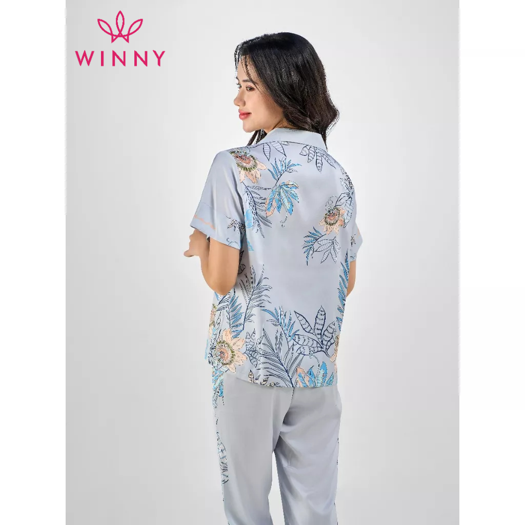 WINNY - Bộ đồ lụa cộc tay quần dài mặc nhà 1MNSA23130D