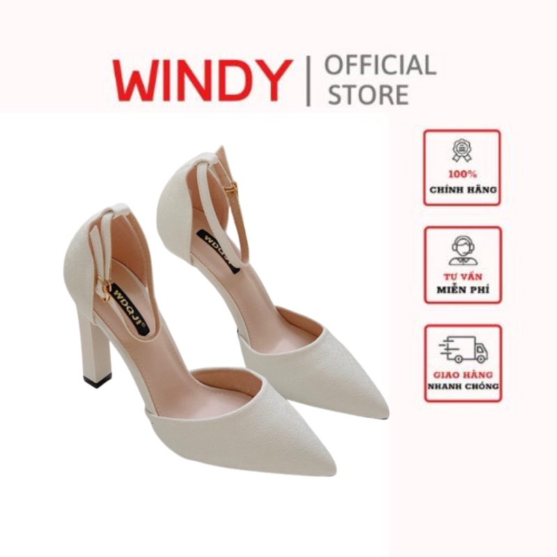 Giày cao gót slingback bít mũi 9p mũi nhọn WINDY CG-0612