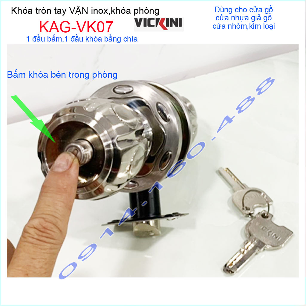 [HCM]Khóa cửa Vickini KAG-VK07 khóa tay nắm tròn 1 đầu vặn 1 đầu chìa thiết kế đẹp sử dụng tốt