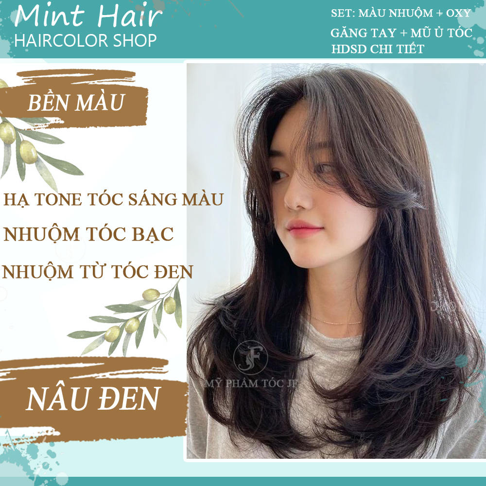 [HCM] Thuốc Nhuộm Tóc JF màu NÂU ĐEN PHỦ BẠC -tặng oxy