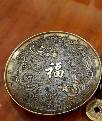 Đĩa đồng xin đài âm dương 12cm