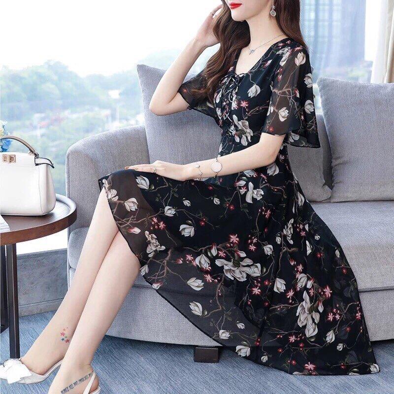 Đầm xòe dự tiệc hoa cao cấp