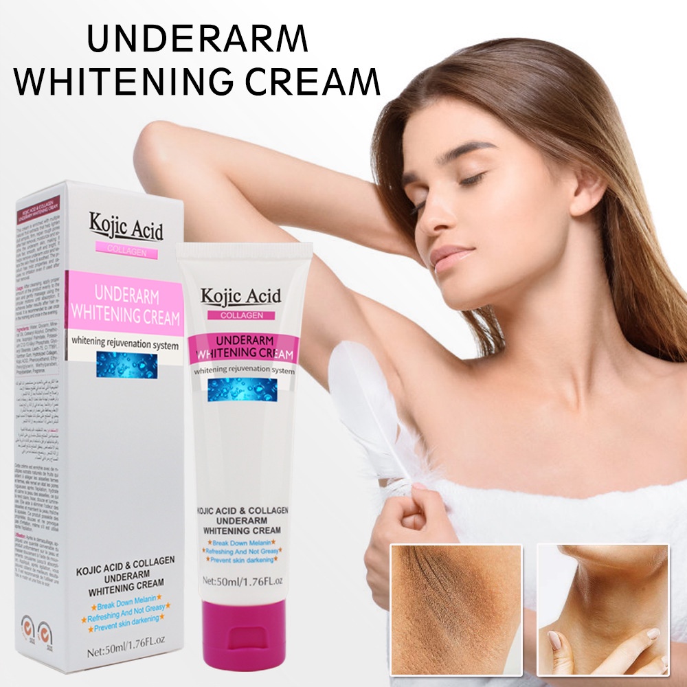 Kem Làm Trắng Vùng Da Dưới Cánh Tay / Đầu Gối / Chân / Toàn Thân Chứa Collagen Axit Kojic Kem làm trắng vùng nách vùng kín,Kem Giảm Thâm Nách Mông Làm Trắng Da Dưỡng Ẩm Khử Mùi Hôi,vùng nách đầu 50ml