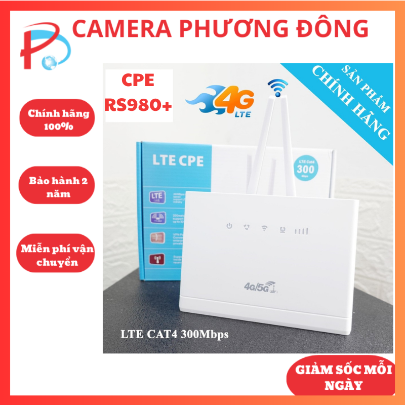 Bộ phát wifi từ sim 3g 4g cpe rs980+ tốc độ 150mbps kết nối 32 user -hỗ trợ 4 cổng lan