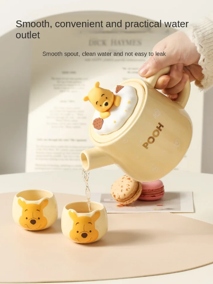 Bộ ấm trà+2 tách DISNEY Toy Story and Winnie The Pooh dễ thương/Lotso-Pooh ceramic teapot set capacity