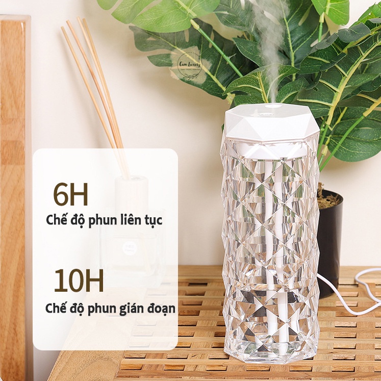 Máy phun sương mini tạo ẩm không khí làm mát nhà có đèn led máy xông tinh dầu khuếch tán tinh dầu thơm phòng ngủ XHomme