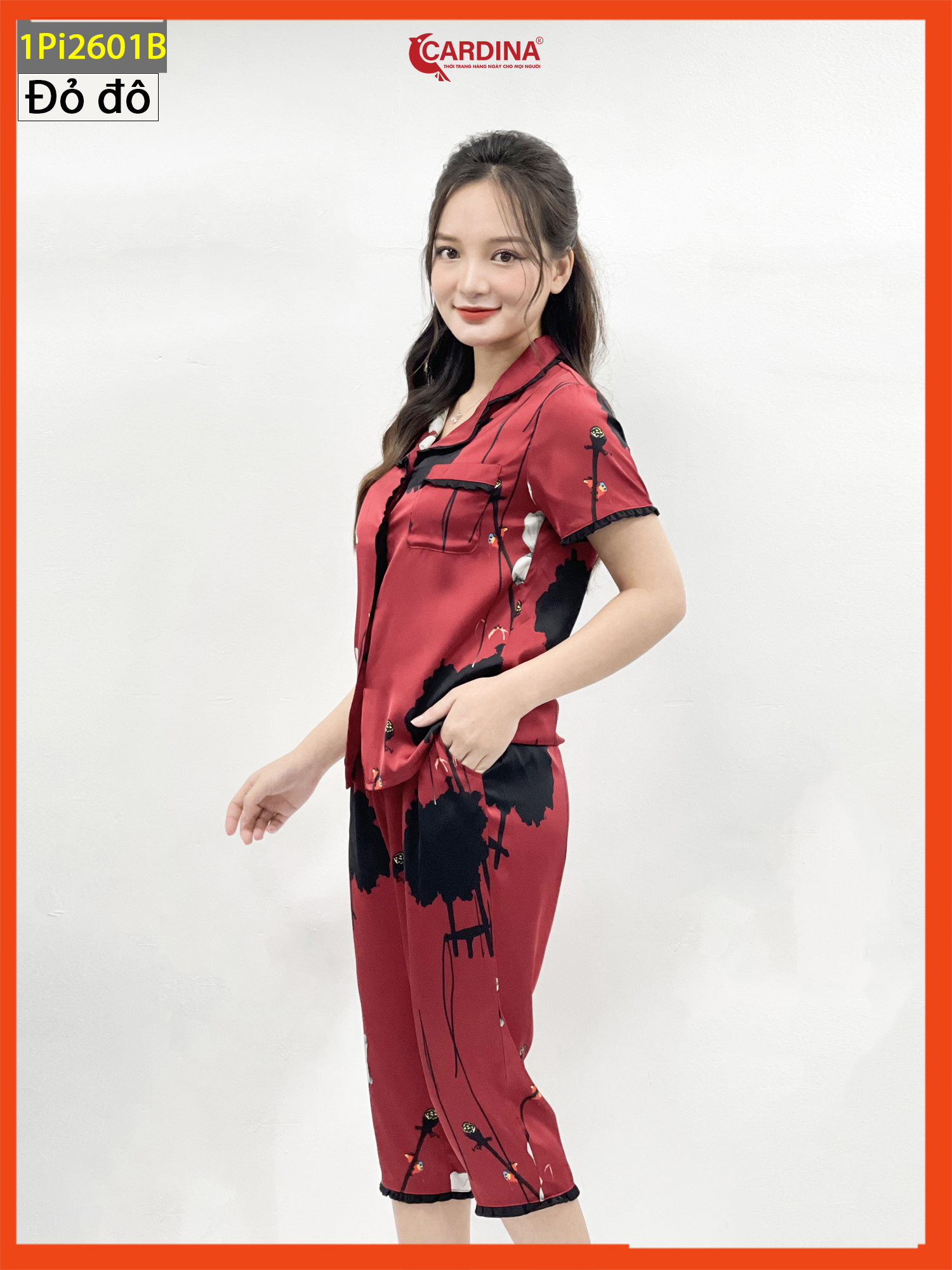 Đồ Bộ Pijama Nữ 𝐂𝐀𝐑𝐃𝐈𝐍𝐀 Chất Lụa Satin Nhật Họa Tiết Tinh Tế 1Pi26