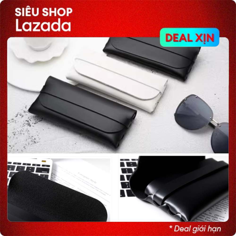 Bao da đựng kính cao cấp jussy official bao đựng mắt kính màu đen sang trọng