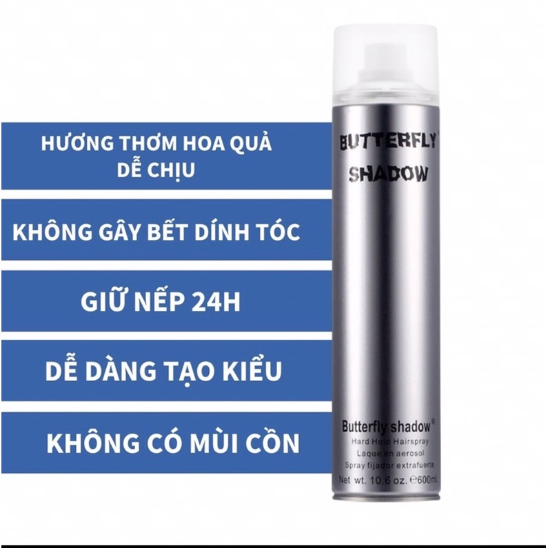 Gôm Bạc Xịt Tóc Butterfly Shadow 320ml  [chính hãng] Camy shop68