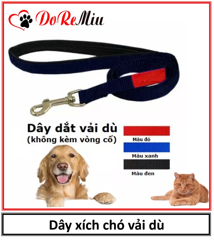 Doremiu - Dây xích chó mèo vải dù (không kèm vòng cổ) dài 12m dành cho chó mèo dưới 12kg