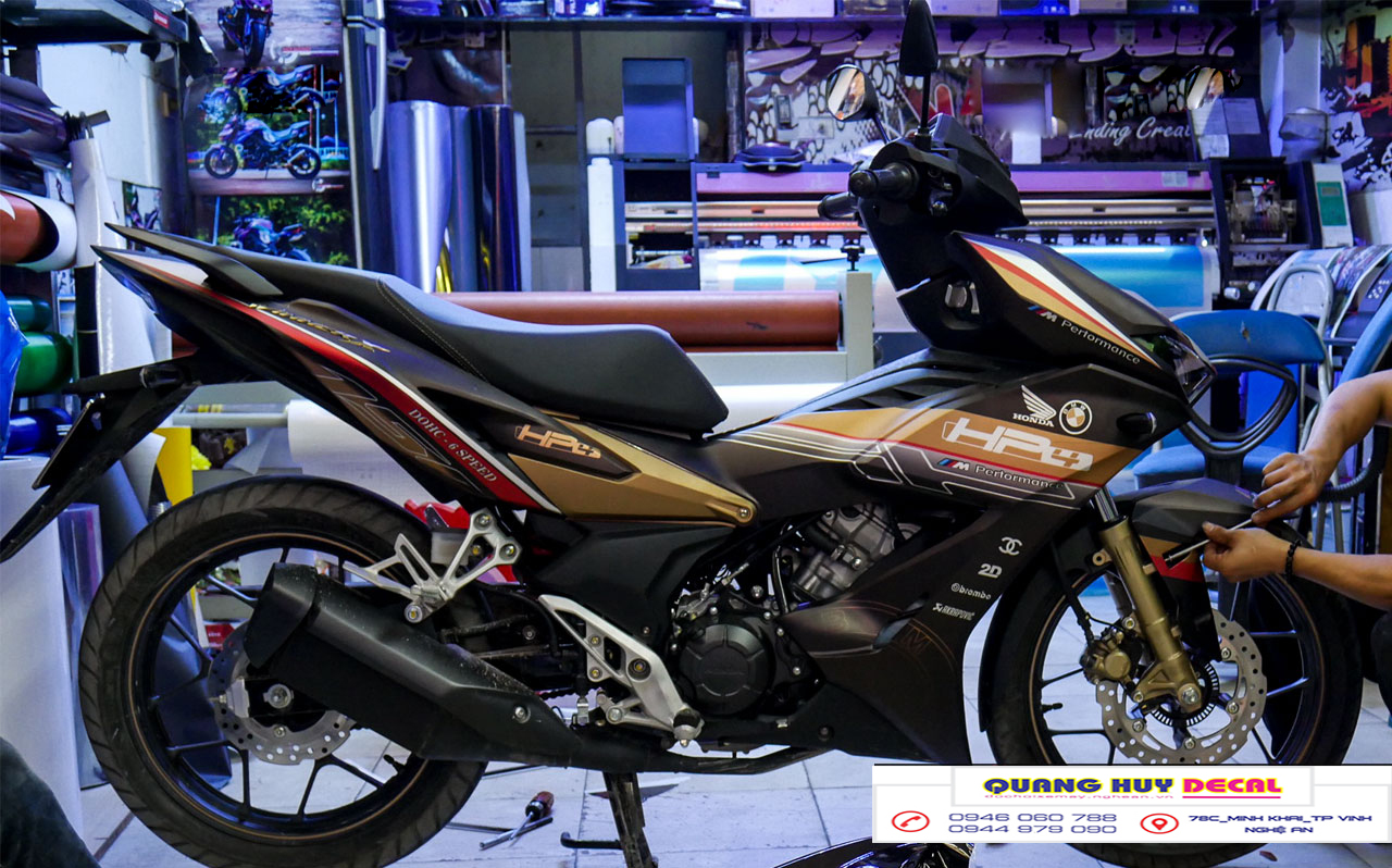 Tem trùm xe máy winner X Nâu Xám Đen HP4- Độ tem xe máy winner X thiết kế theo yêu cầu - Chế tem trùm xe máy winner X rẻ đẹp