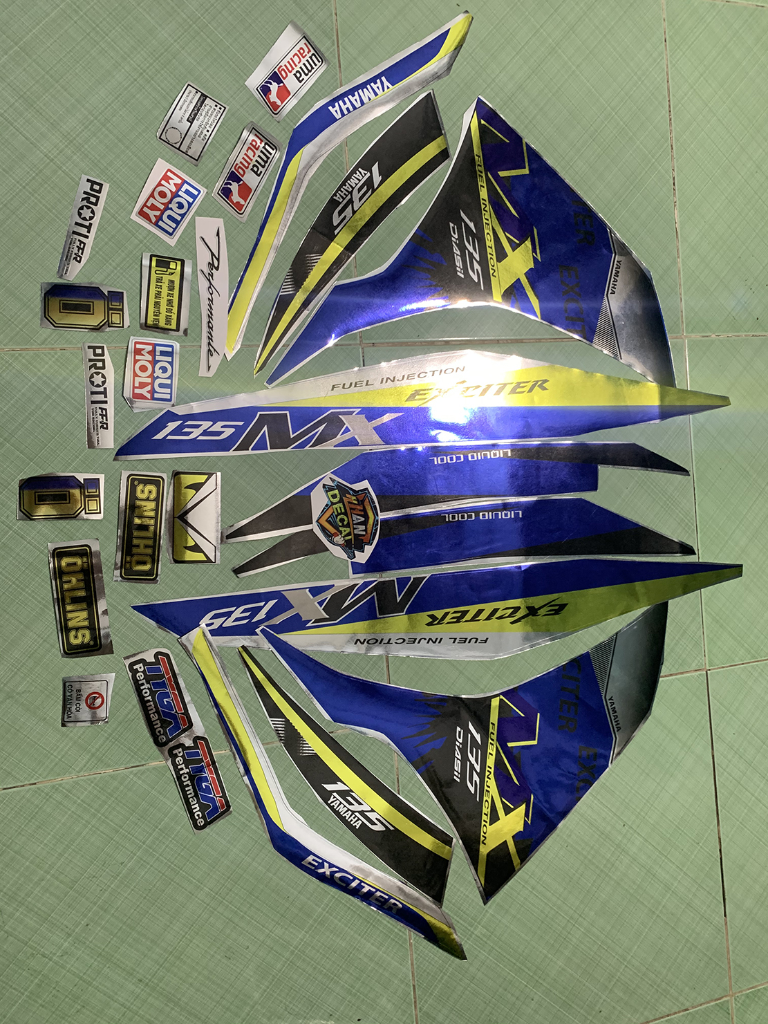 Tem exciter 135 xanh MX crom
