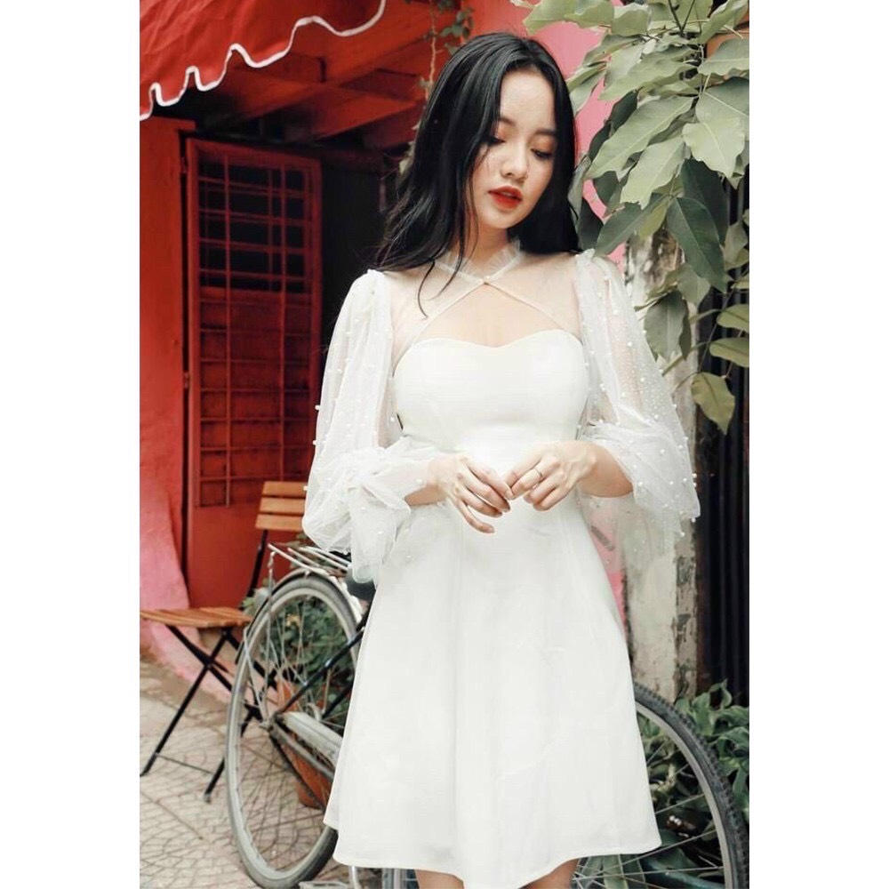 [HCM]Đầm xòe phối tay lưới nhẹ nhàng