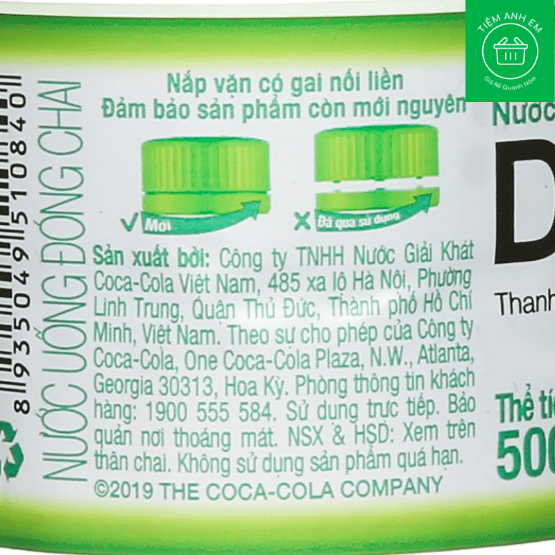 Nước tinh khiết Dasani chai 500ml