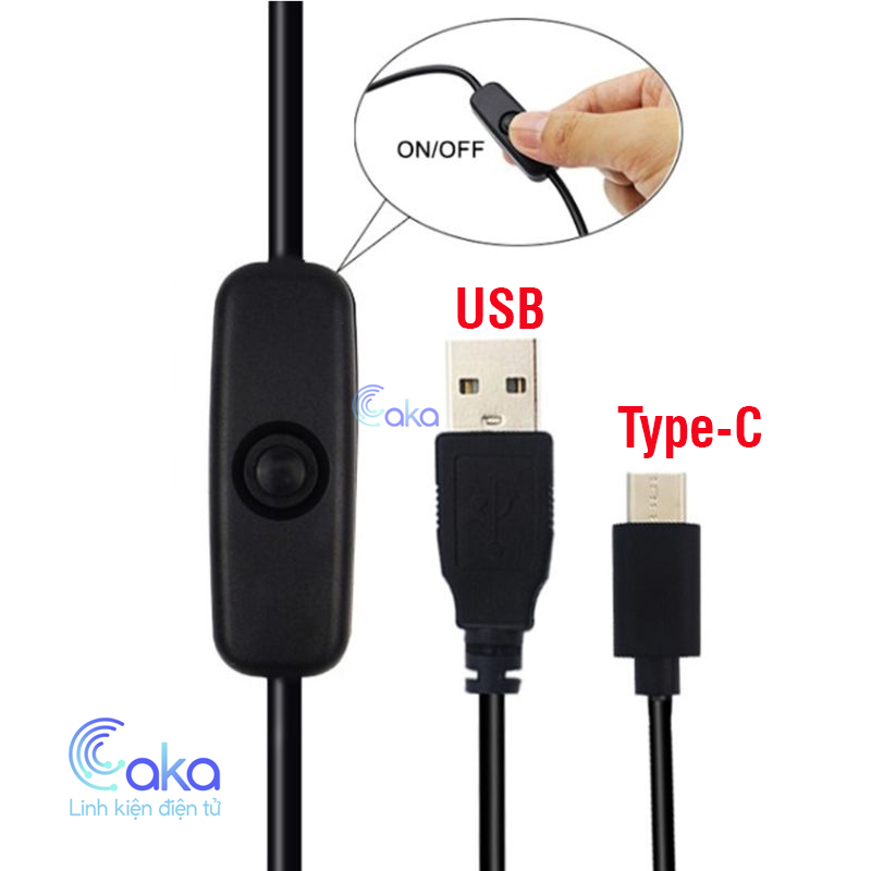 Dây nguồn usb type c có công tắc cho raspberry pi 4