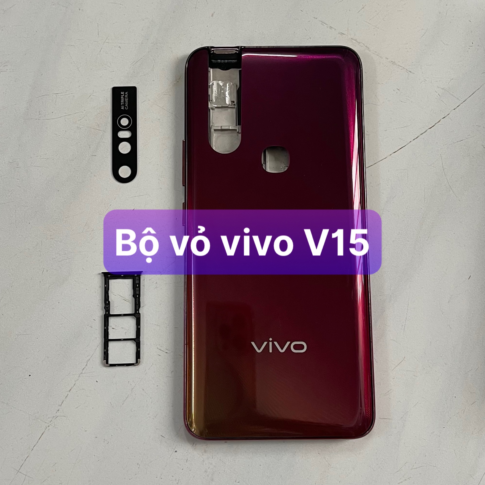 Bộ vỏ vivo V15 ,kèm khay sim,phím,kính camera
