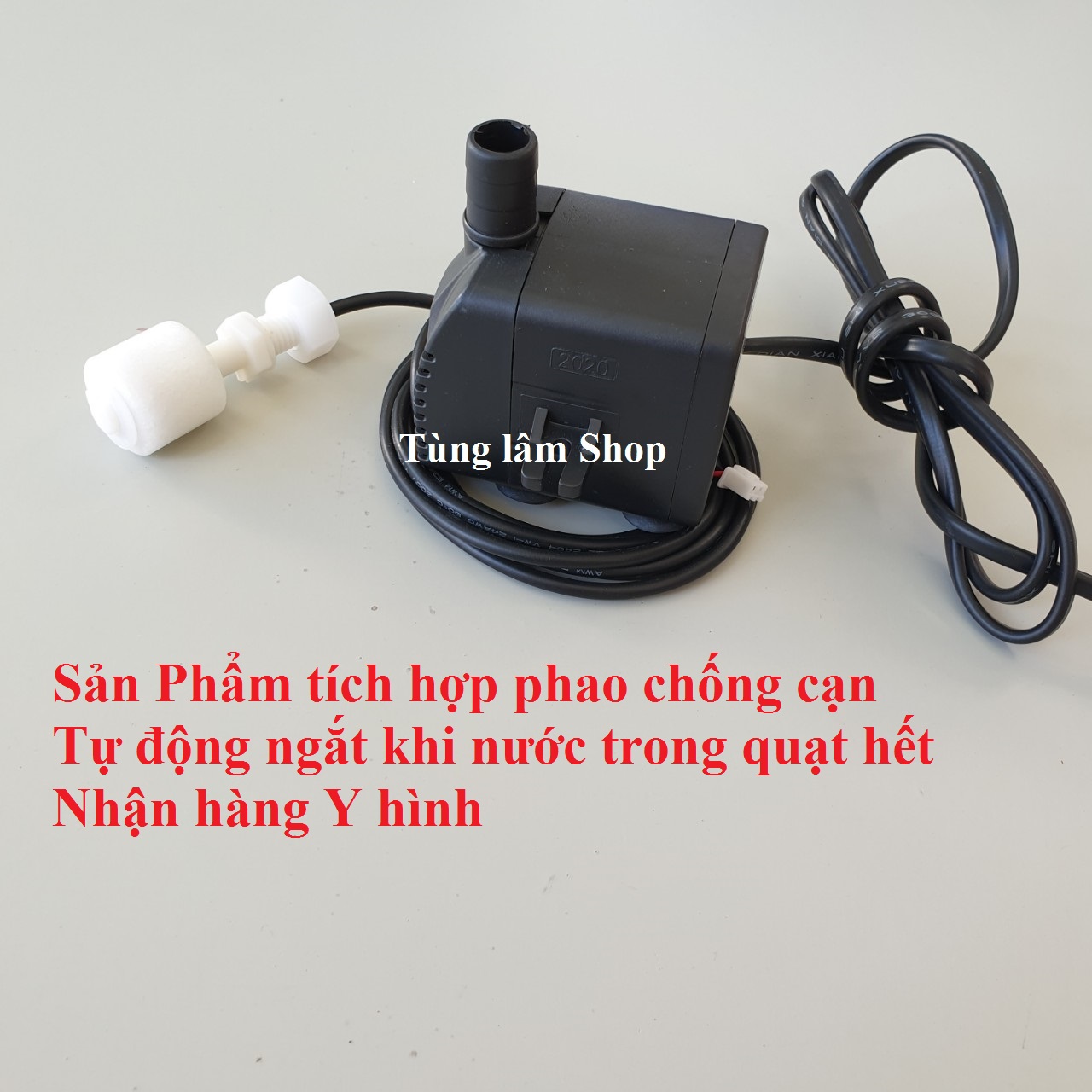bơm quạt điều hòa - bơm quạt hơi nước 11w có phao tự động ngắt khi hết nước - phao chống cạn
