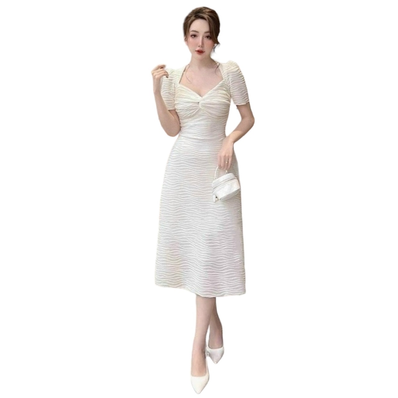 Bigsize RM18 knit chest pack soft crepe strap dress (55-90kg)