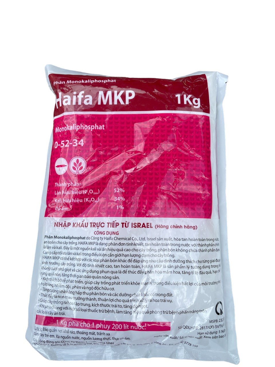 Phân bón lá chặn đọt tạo mầm hoa mpk haifa 0-52-34 gói 1kg